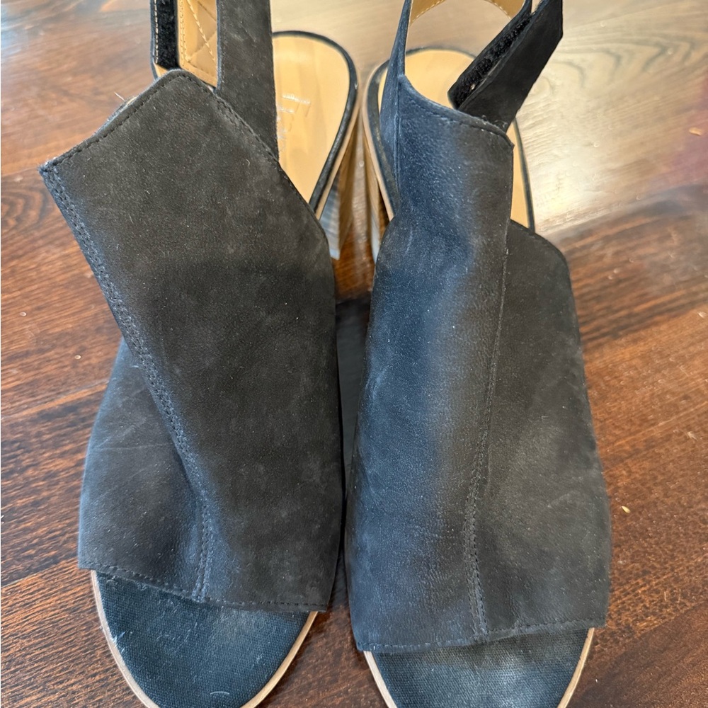 Franco Sarto Black Wedge Shoes with Suede Finish